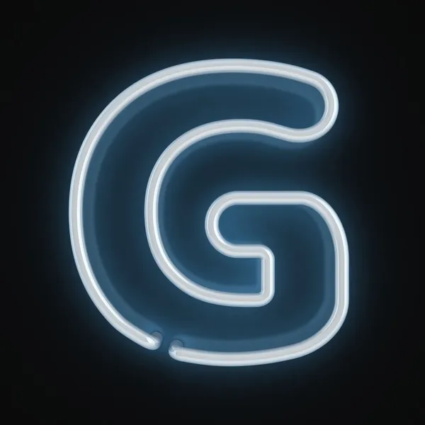 Неоновая буква шрифта g — стоковое фото