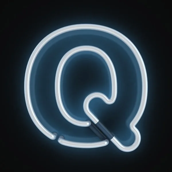 Neon czcionki litery q — Zdjęcie stockowe