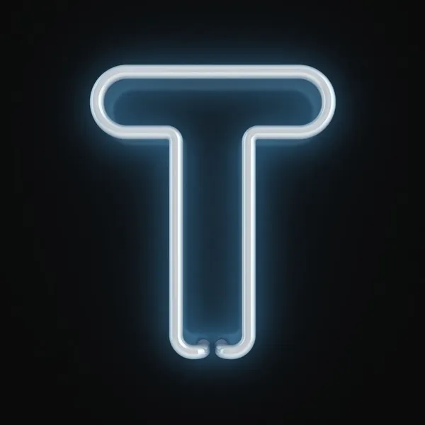 Neon czcionki litery t — Zdjęcie stockowe