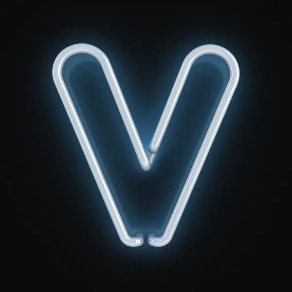 Neon font letter v — Stock Photo, Image
