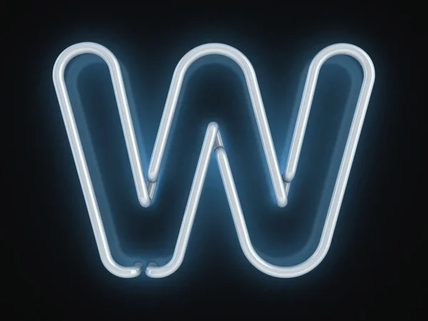 Neon lettertype brief w — Stockfoto
