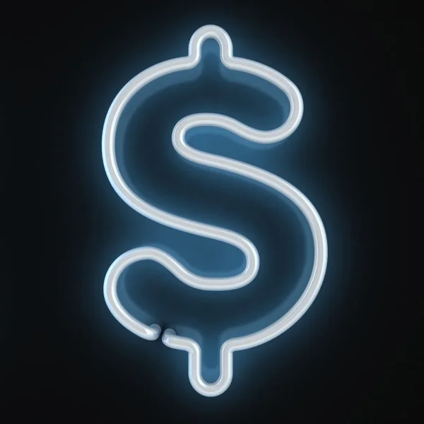 Neon světlo písma symbol dolaru — Stock fotografie