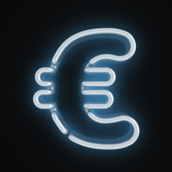 Neon světlo písma symbol eura — Stock fotografie