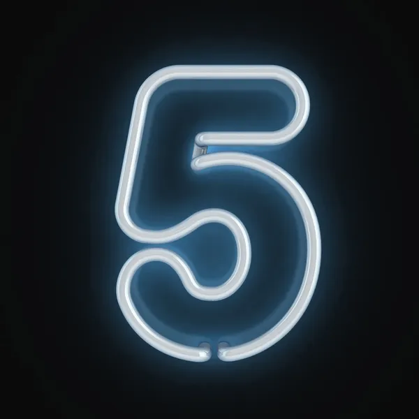 Neon light font number five — Stock Photo, Image
