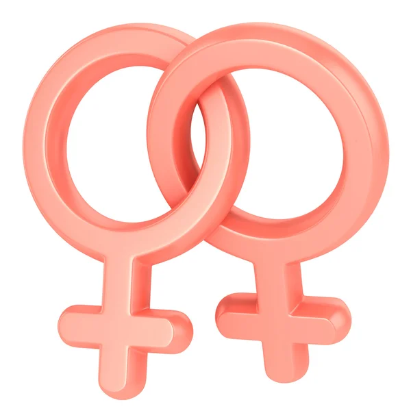 两个女性符号越过代表同性恋关系 — 图库照片