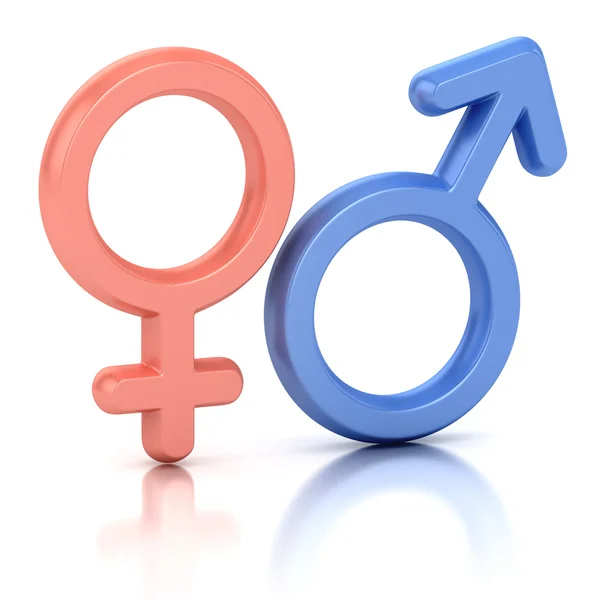 Male and female sex symbols isolated over white background — Stock Photo, Image