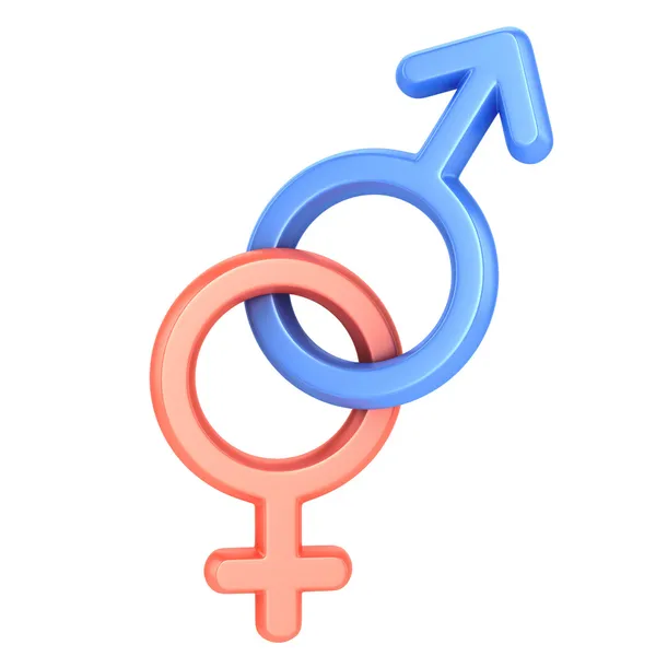 Simboli sessuali maschili e femminili, isolati su sfondo bianco — Foto Stock