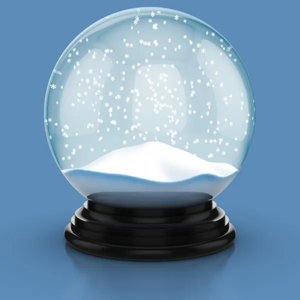 Empty snow dome over blue background — Stock Photo, Image