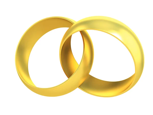 stock image Two gold rings crossed symbolizing marriage