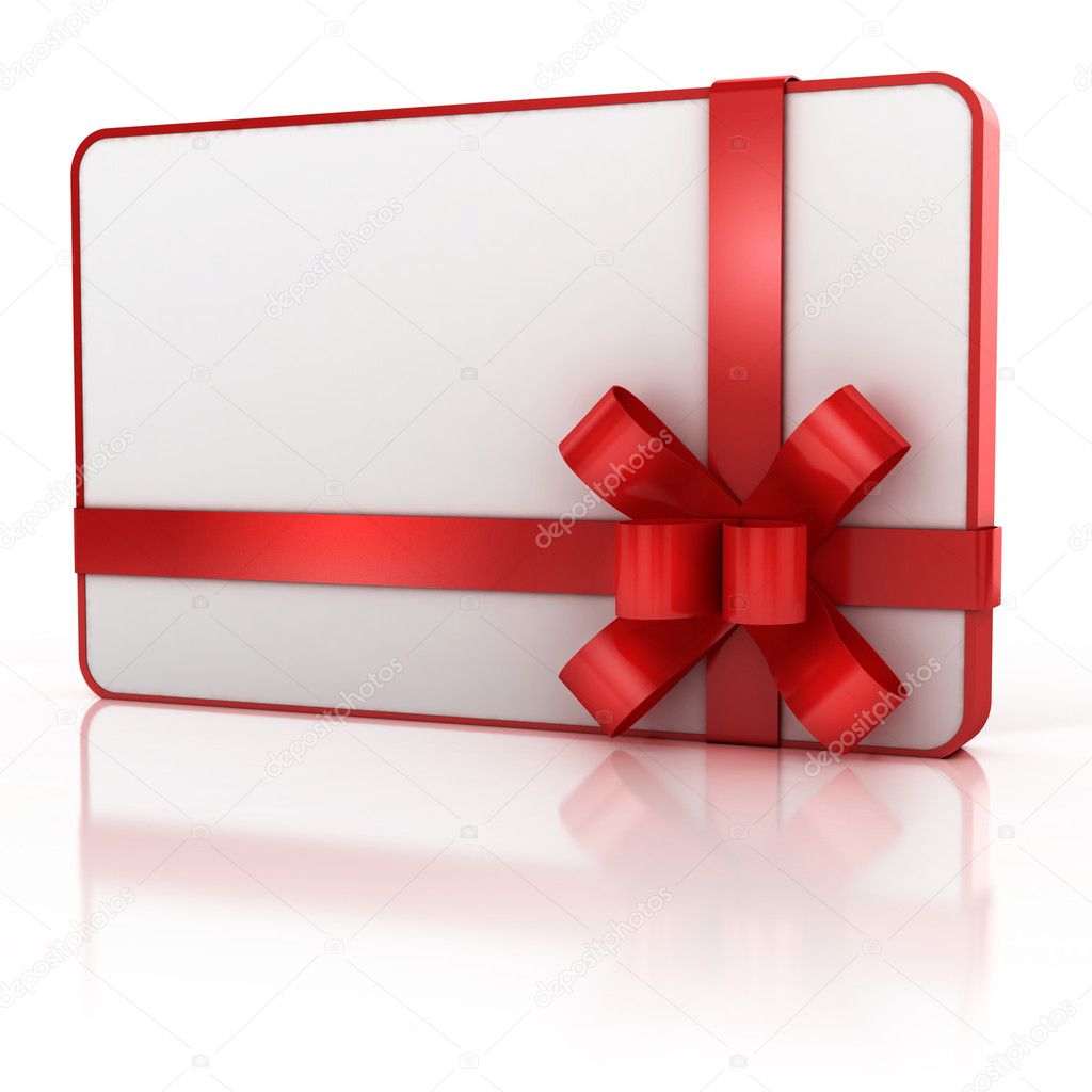 Blank gift card with red ribbon