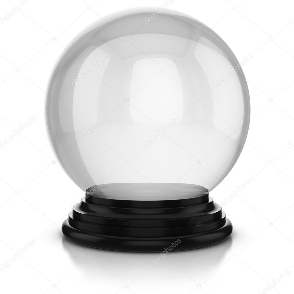 Empty crystal ball isolated over white background