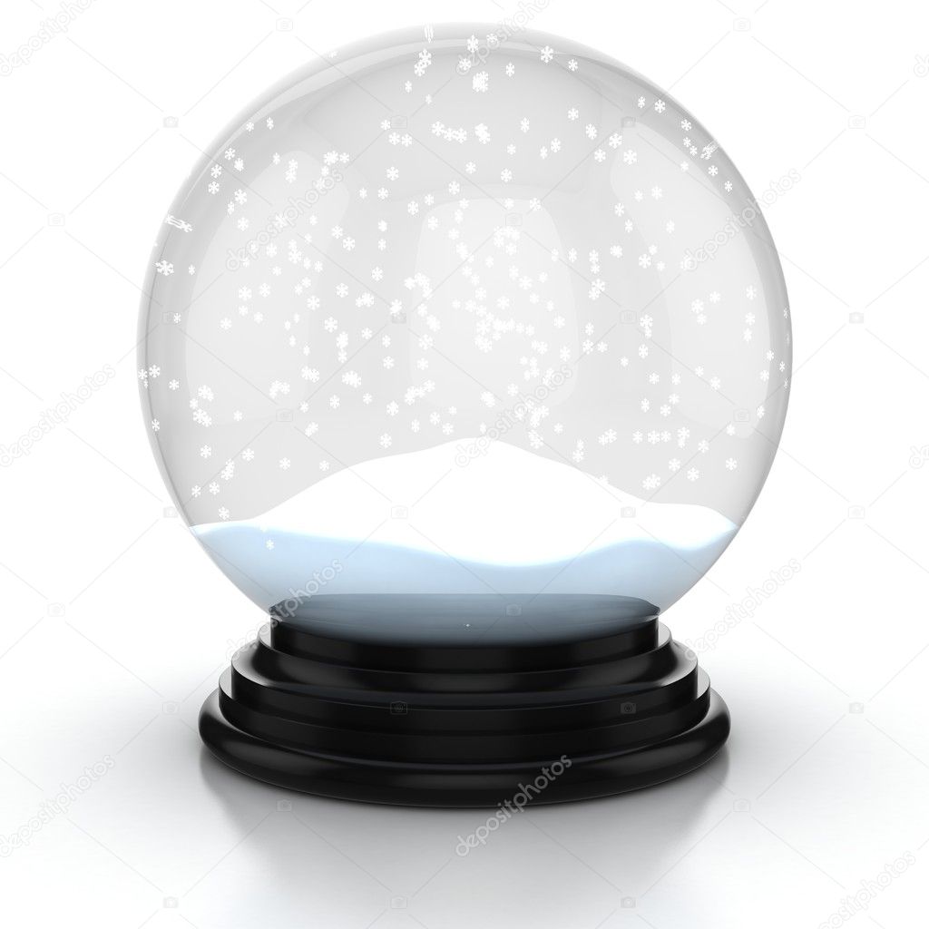 Empty snow dome over white background