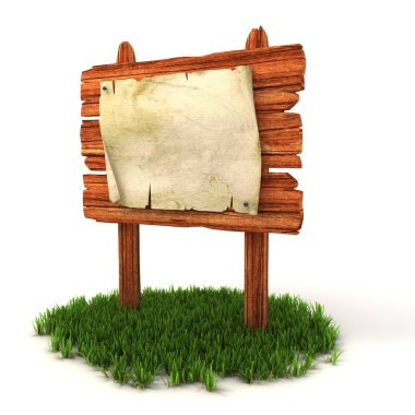 Old blank manuscript on the wooden billboard clipart