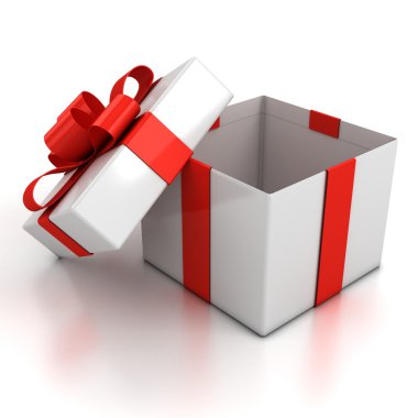 Open gift box over white background clipart