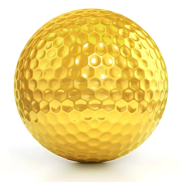 Golden golf ball isolated over white background — Stock Photo, Image