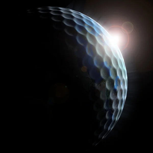 Golf planet - Golfball texturierter Planet mit aufgehender Sonne — Stockfoto