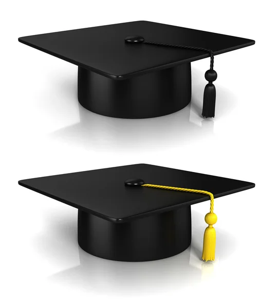 Graduation Cap 3d rendering - две вариации — стоковое фото