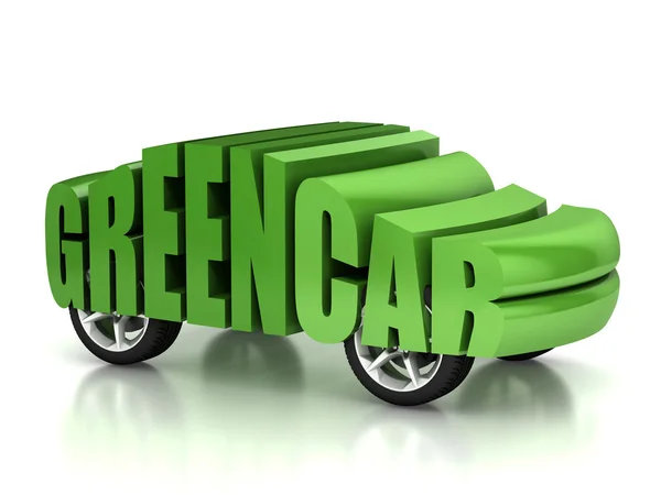 Grünes Auto 3D-Konzept — Stockfoto