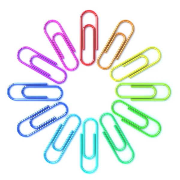 Colorful paper clips isolated over white background — Stock Photo, Image