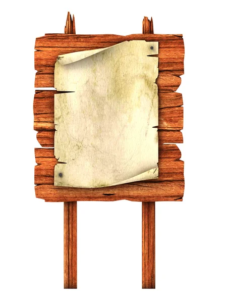 Altes leeres Manuskript auf der hölzernen Plakatwand — Stockfoto