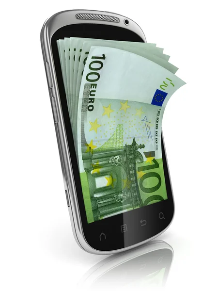 Inteligentny telefon pieniądze zarabiać koncepcja 3d — Zdjęcie stockowe