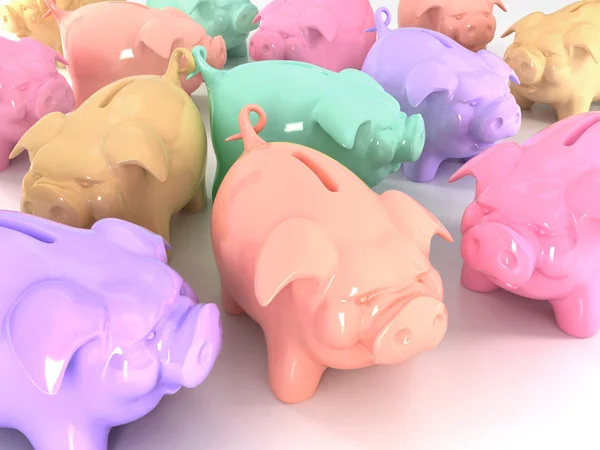 Bancos de porquinho coloridos — Fotografia de Stock
