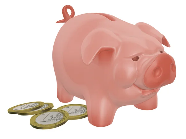 Piggy bang e dinheiro — Fotografia de Stock