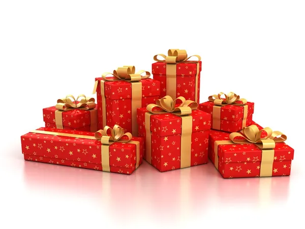 Geschenkboxen auf weißem Hintergrund — Stockfoto