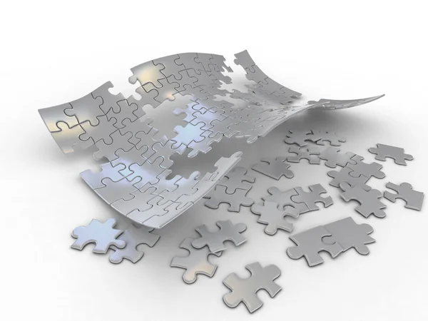 Beyaz zemin üzerinde boş soyut puzzle — Stok fotoğraf