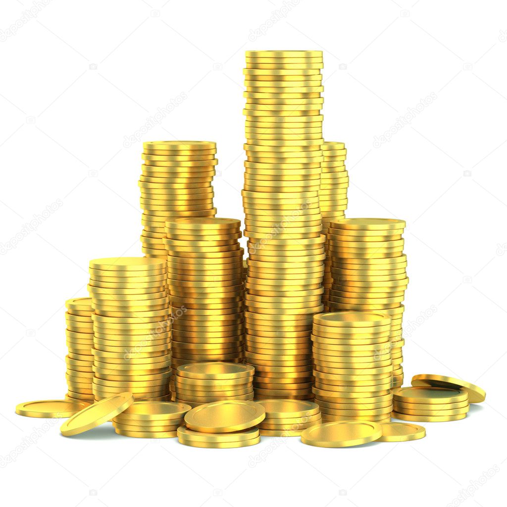 Golden coins isolated