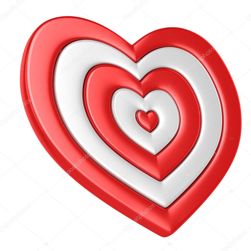 Heart shaped target isolated over white