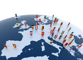 Európai kontinens jellegzetes-val zászlók