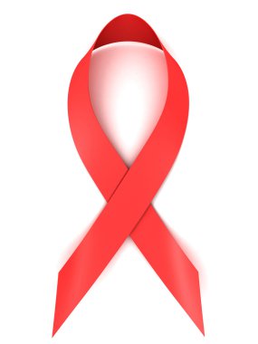 AIDS bilinçlendirme kırmızı kurdele beyaz arka plan üzerinde izole