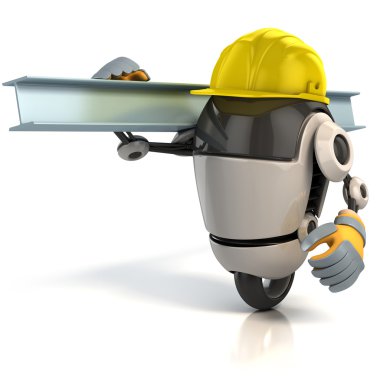 3d robot construction worker clipart