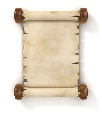 Parchment scroll on white background