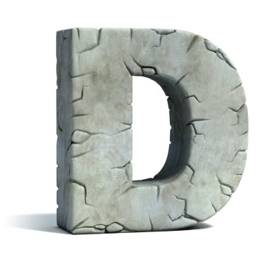 Letter D cracked stone 3d font clipart