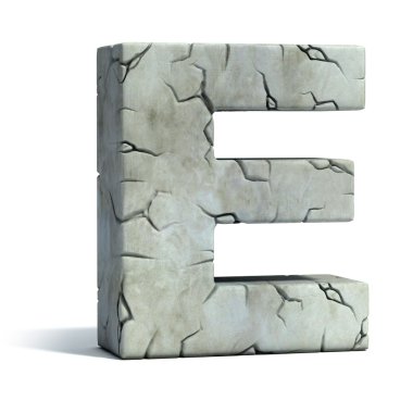 Letter E cracked stone 3d font