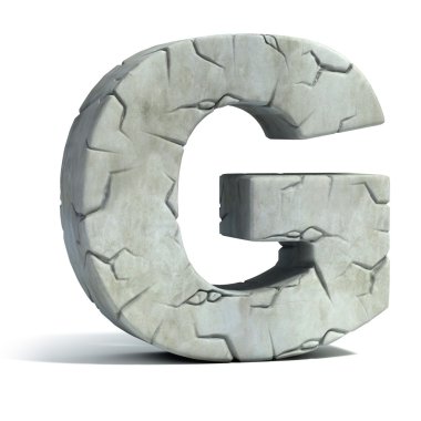 Letter G cracked stone 3d font clipart