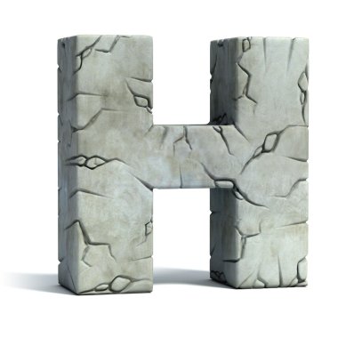 h harfi kırık taş 3d yazı tipi