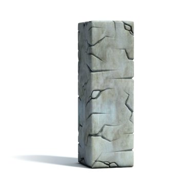 Letter I cracked stone 3d font clipart