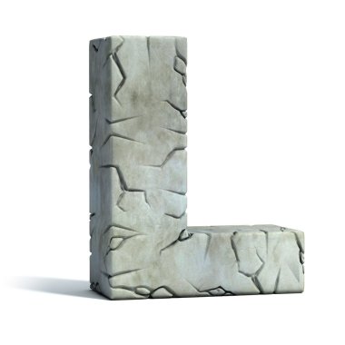 Letter L cracked stone 3d font clipart