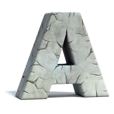 Letter A cracked stone 3d font