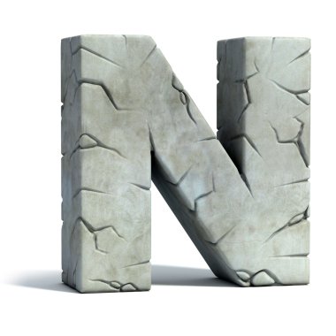 Letter N cracked stone 3d font clipart