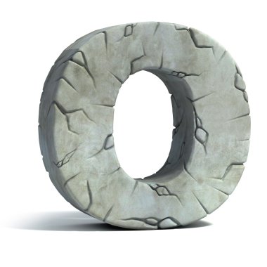 Letter O cracked stone 3d font clipart