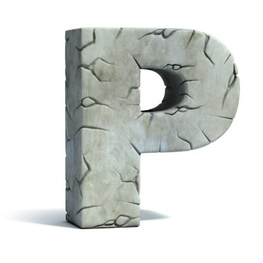 Letter P cracked stone 3d font