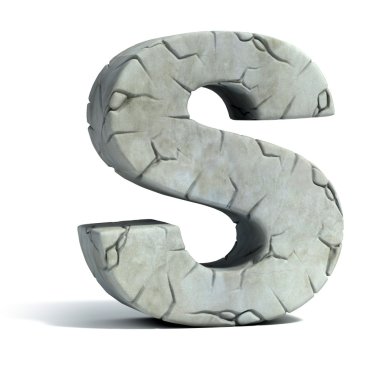Letter S cracked stone 3d font clipart