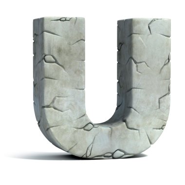Letter U cracked stone 3d font