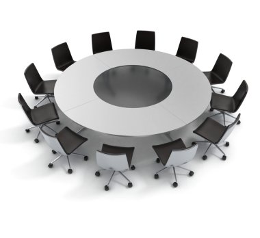 Round table, diplomacy, conference, meeting 3d concept clipart