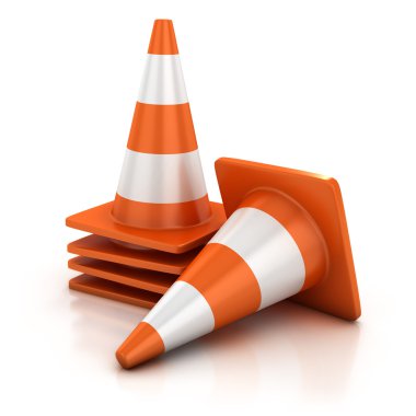 Traffic cones 3d illustration clipart