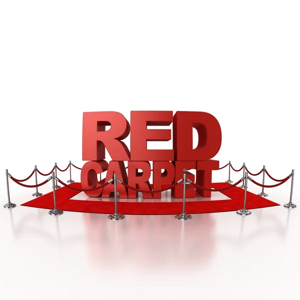 Roter Teppich vor weißem Hintergrund — Stockfoto